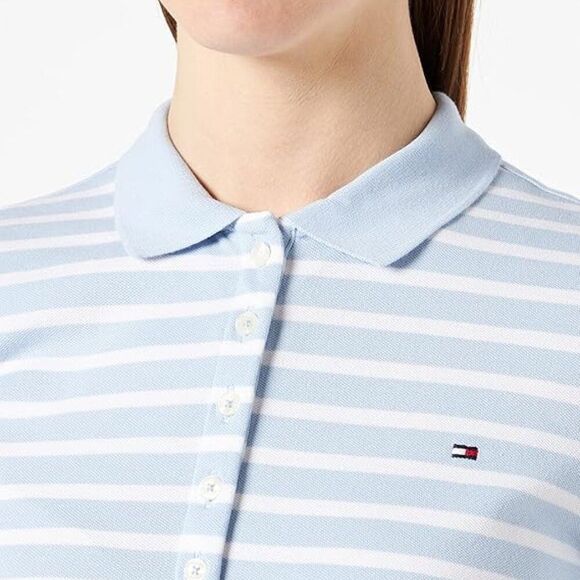 NWOT Tommy Hilfiger Slim Fit Stretch Collared Polo Dress Blue White Stripe XS - Picture 5 of 7